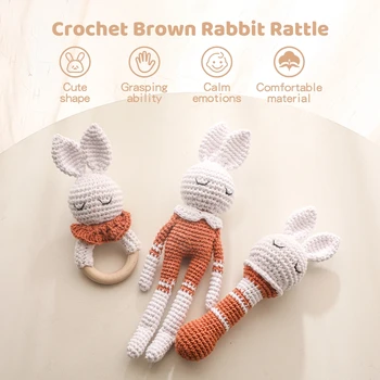 Brown Rabbit Crochet Rattle - Wooden Toys 3