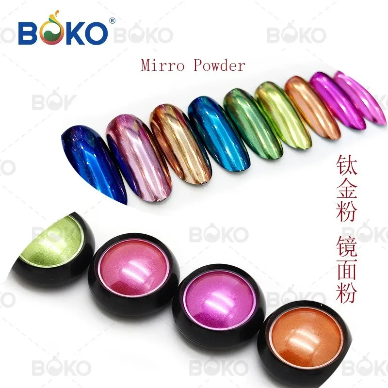 BOKO 0.3g High Quality Color Platinum Pigment Chameleon Mermaid Powder Pure Super Chrome Rainbow Nail Dust Mirror Effect