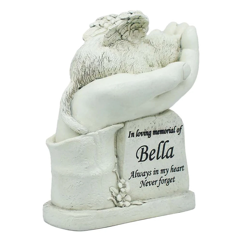 Cat Memorial Stone Statue, Cat Pet Grave Markers, White Sleeping Angel Garden Memorial Stone, Sympathy Pet Lost Gift