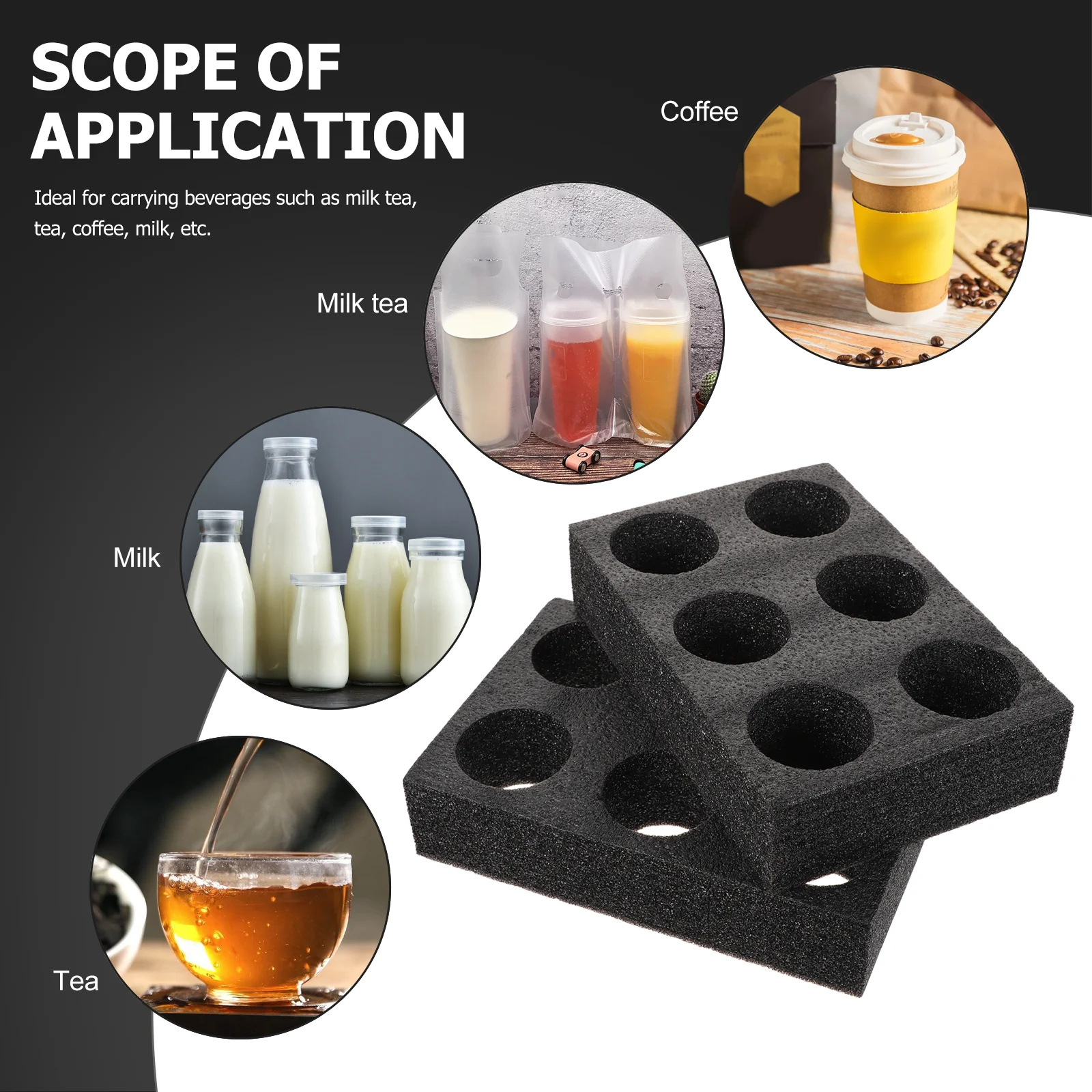2 Pcs Cup Storage Holder Milk Tea Drink Cup Outdoor Stand Takeout Tray Coffee Carrier Packing Pearl Cotton Beverage Rack Mug