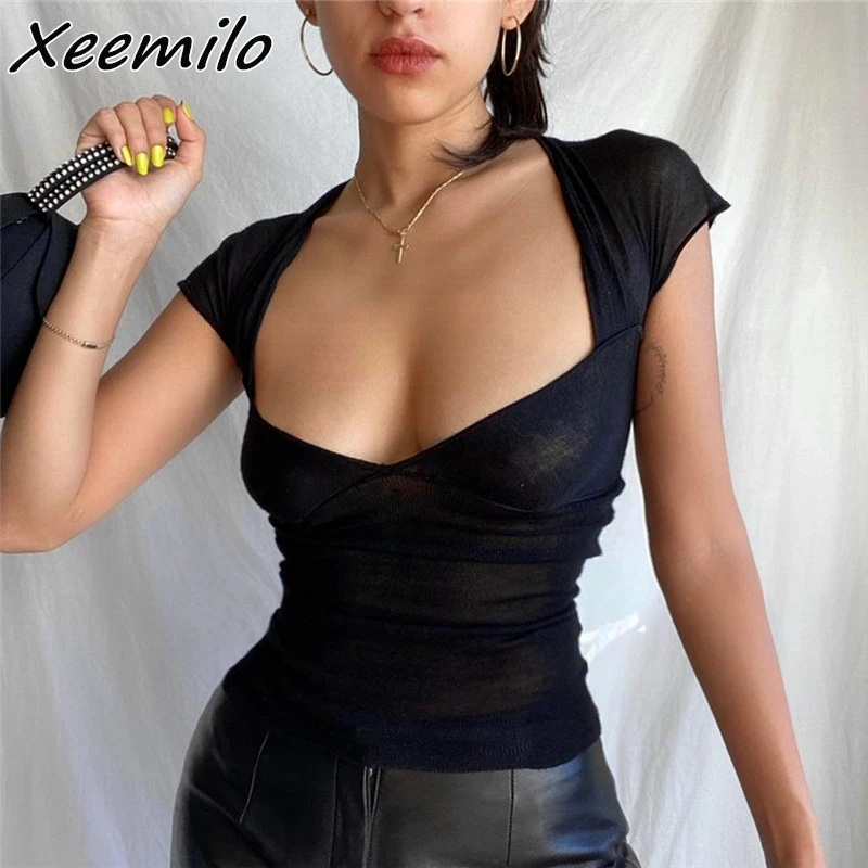 Black Sexy Shirt Aesthetic Sexy Backless V Neck Shirt Women Shirt