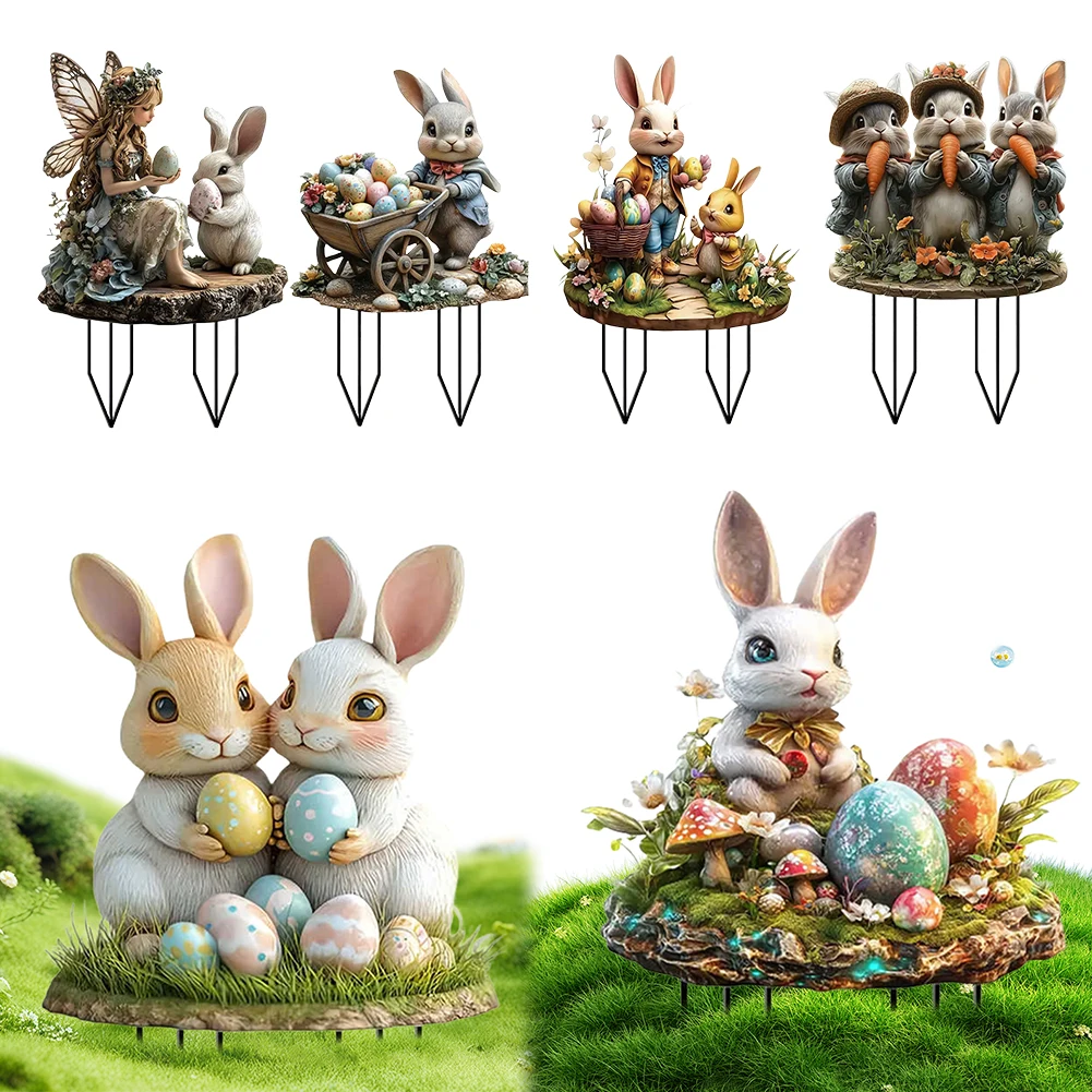 Waterproof Acrylic Easter Garden Stake Decor Statue