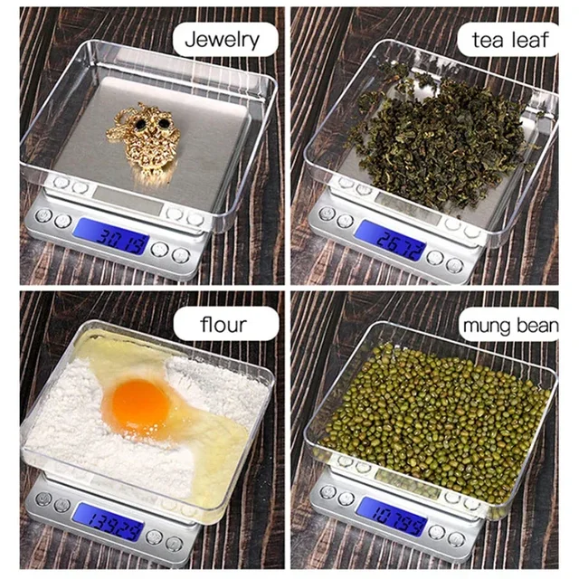 Bilancia digitale da cucina 3000 g/0,1 g Bilancia per gioielli piccola Bilancia per alimenti da cucina Grammo/Oz Peso digitale con display LCD retroilluminato/Tare 5