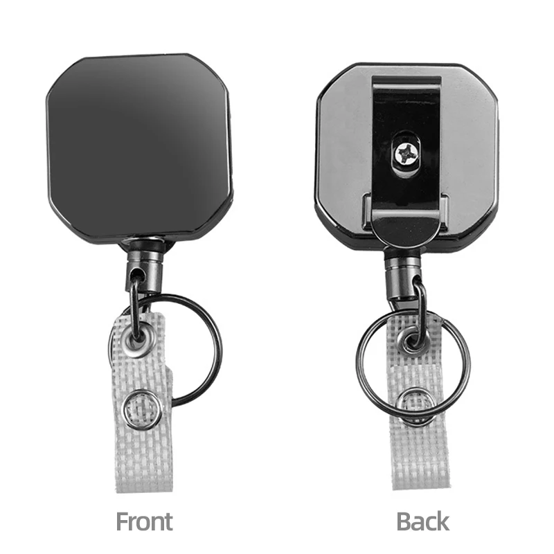 1pc Heavy Duty Retractable Badge Holder Reel, Square Metal Id