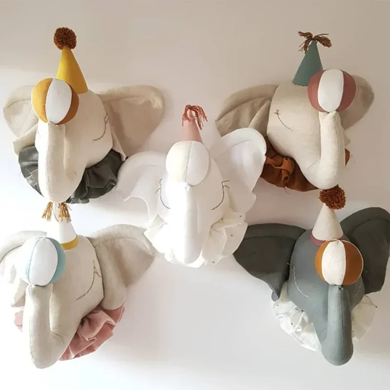 Rainbow Wall Hanging Decor INS Cartoon Animals Head Wall Decoration 3D Children's Room Ornaments Elephant Swan Home Pendant Kids Baby Girl Room Decor Gift