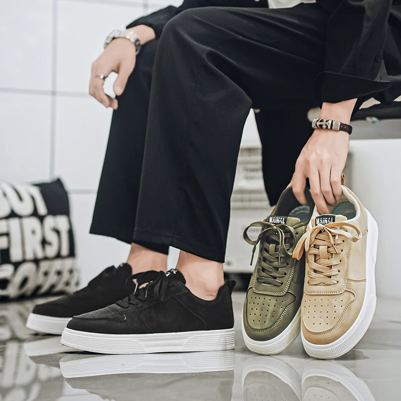 2025 Hot Sale Green Canvas Shoes Men Big Size 48 Harajuku style Men's Vulcanize Shoes Comfortable Cheap Skateboard Shoes For Men 6