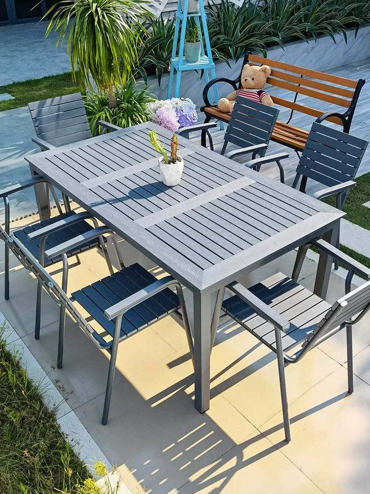 

Outdoor tables and chairs Garden Nordic plastic and Wood Furniture Dining tables and chairs in Milk Tea Shop