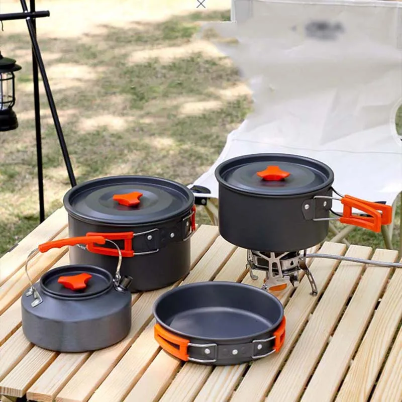 CampingCookwareSetAluminumPortableOutdoorTablewareCookset
