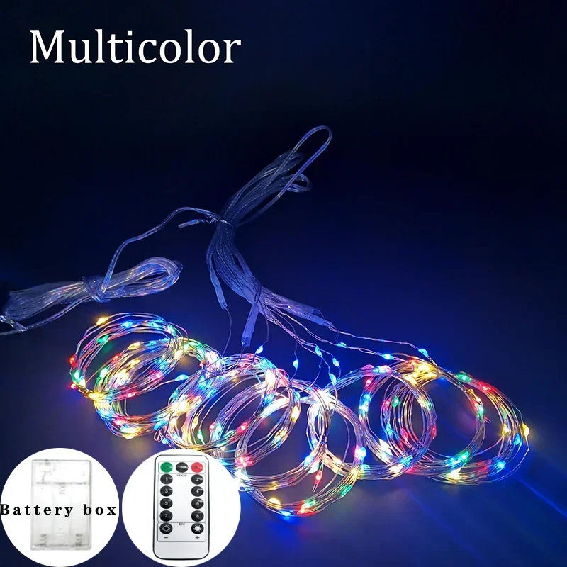 thumbnail image 1 of Guirnalda de luces LED de 3 m, 8 modos, caja de batería, control remoto, cadena de luces de cuento de hadas, decoración para bodas, Navidad y el hogar, 1 of 5