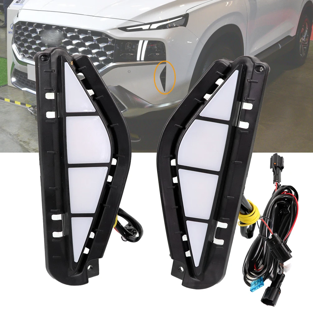 2 Pieces Car LED Daytime Running Lights 12V LED Day Driving Light Turn
