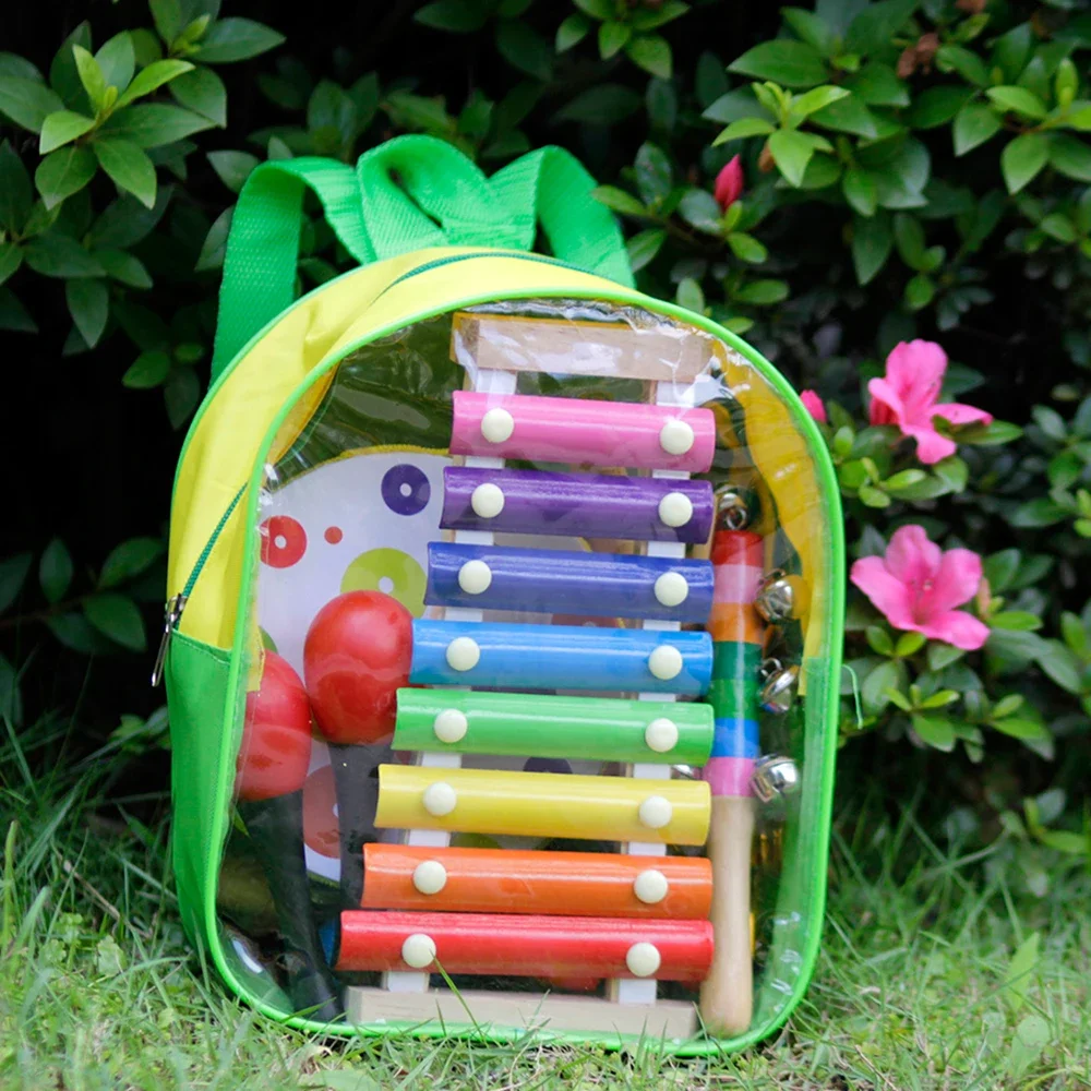 M MBAT 19Pcs Toddler Musical Instruments Set Kid Toys Handbell Tambourine Baby Early Education Tools Birthday Gifts Random Color