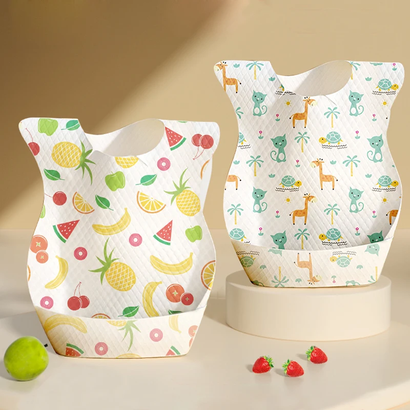 10Pcs Disposable Baby Bib Feeding Bib Cotton Bib Set Cotton Bib Waterproof Cartoon Toddler Baby Stuff for Feeding Portable Travel