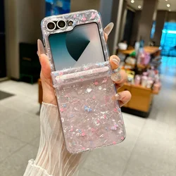 Elegant Floral Wrist Chain Shell Case with Beaded Bracelet - Premium Shockproof Acrylic Cover - Galaxy Z Flip5 (Butterfly)