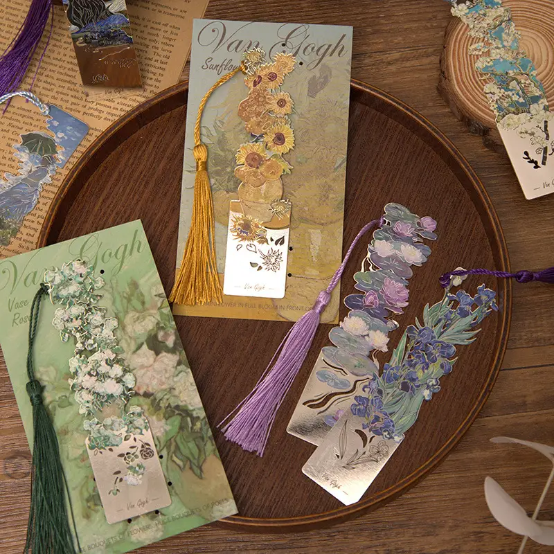 Aesthetic Book Page Clip Floral Painting Metal Bookmark Hollow Metal Book Accessories Student Reading Mark Stationery Gifts - Image 2