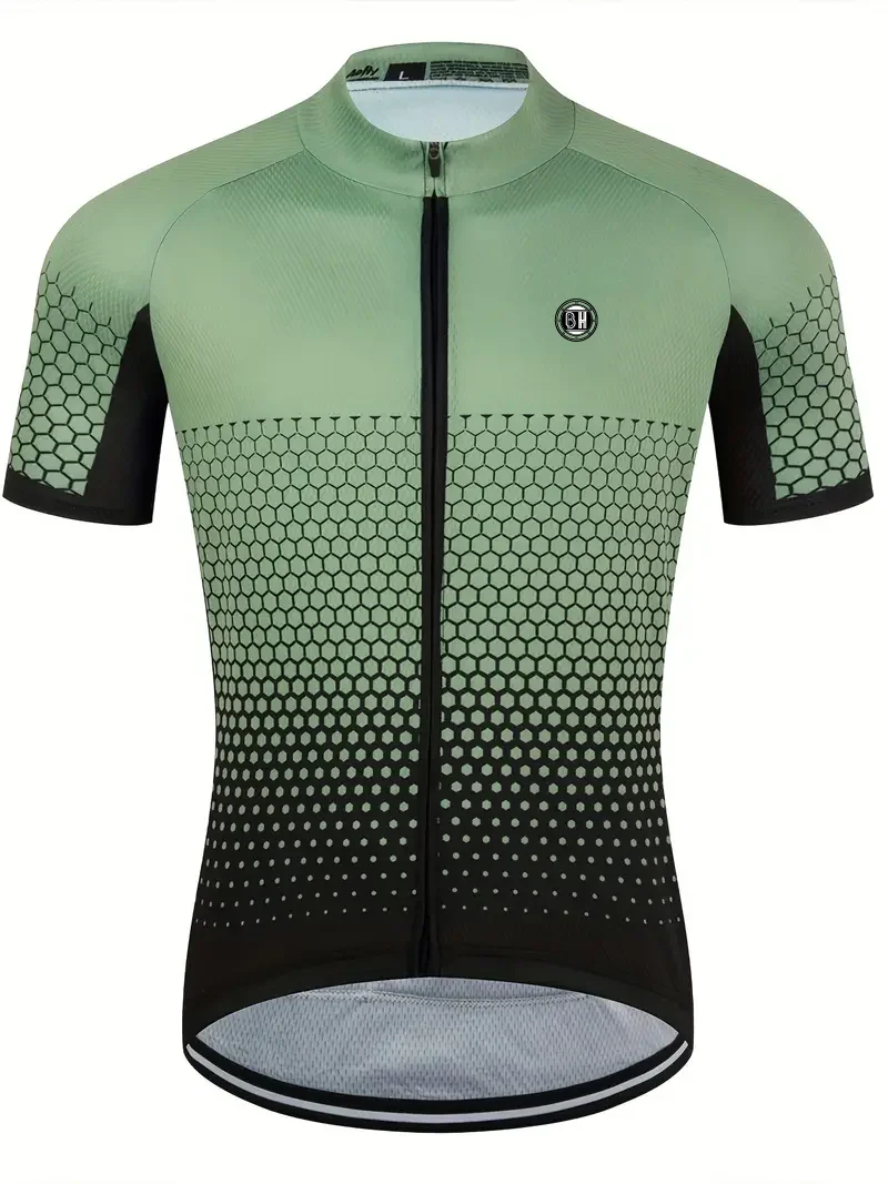 thumbnail image 1 of Maillot de ciclismo para hombre de secado rápido, que absorbe la humedad, verde, transpirable, para ciclismo de montaña y deportes de equitación, 1 of 4
