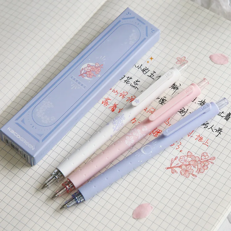 

3pcs/box Kawaii Sakura Gel Pens Black Ink Signature Pen Neutral Pens for Writing Korean Stationery School Office Supplies