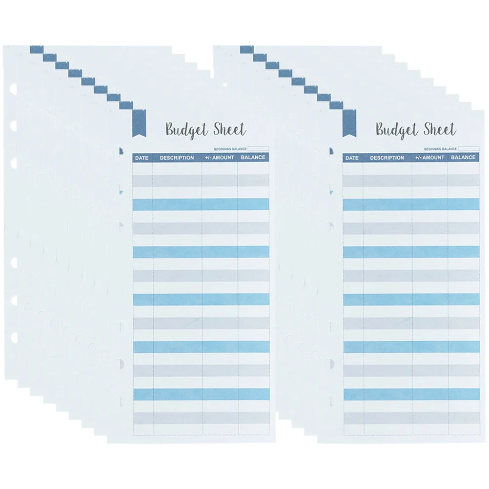 

50 Sheets Cash Budget Plan Accessory Binder Cards Office Accessories Supplies with Hole Planner Inserts Practical Paper Clips