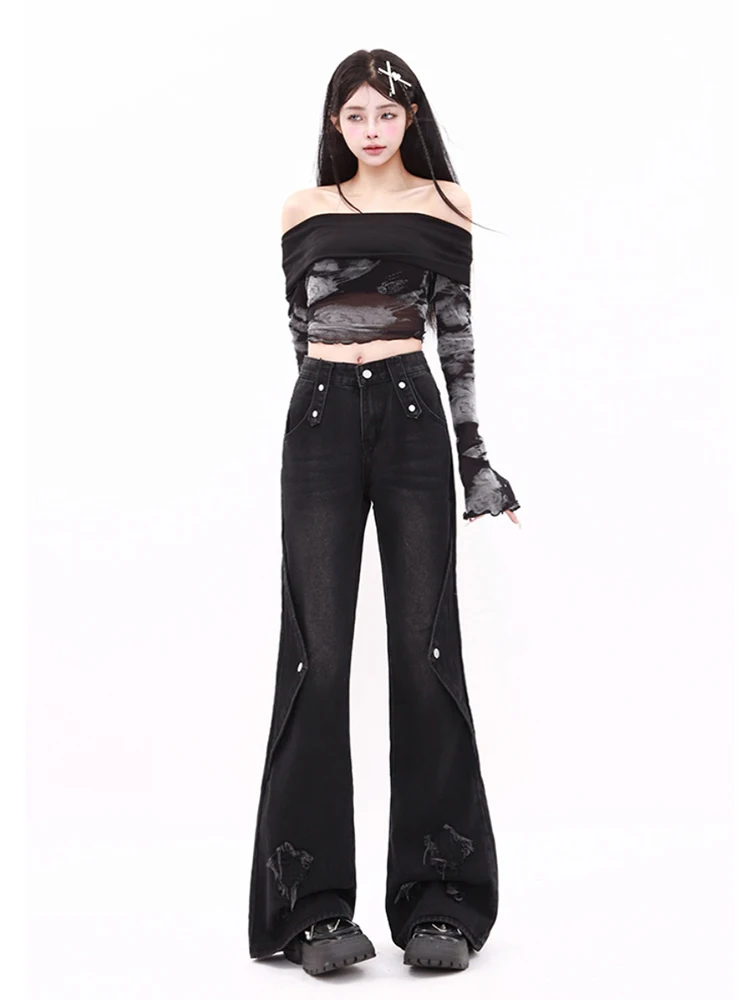 パンツ 2000's black denim loose flare pants y2k 2000´s black denim loose flare pants y2k メンズ