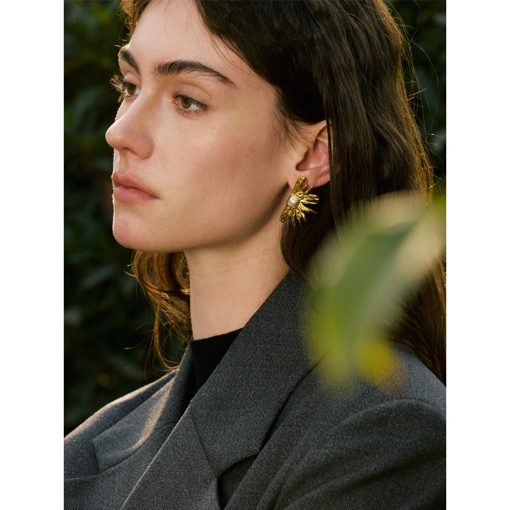 Yhpup Simulated Pearls Earrings Women Stainless Steel