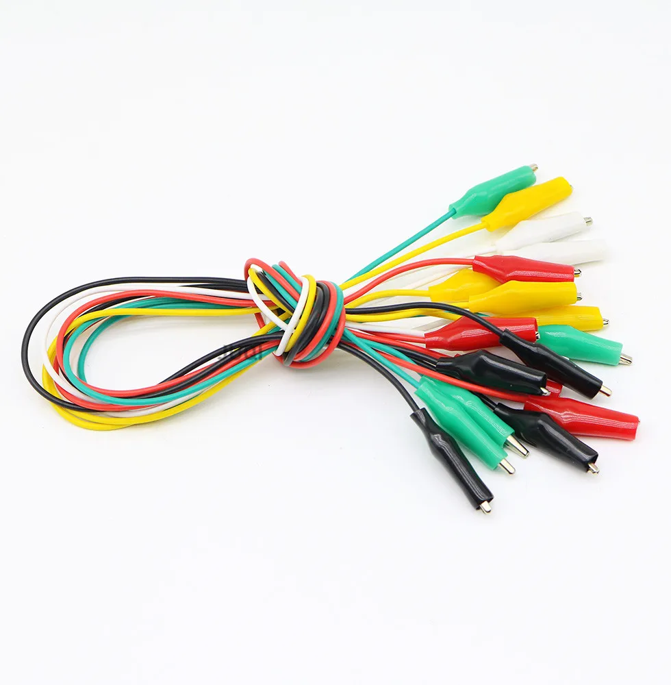 10pcs 28mm Alligator clips double-ended clips crocodile cable alligator jumper wire test leads line length 50 cm