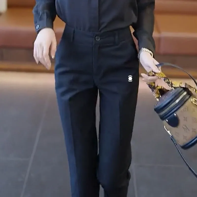 

New Women's Golf Wear Trousers Spring High-waisted Fashion Casual Suit Pants Elastic Straight thin Slim Korean Ladies golf Pants