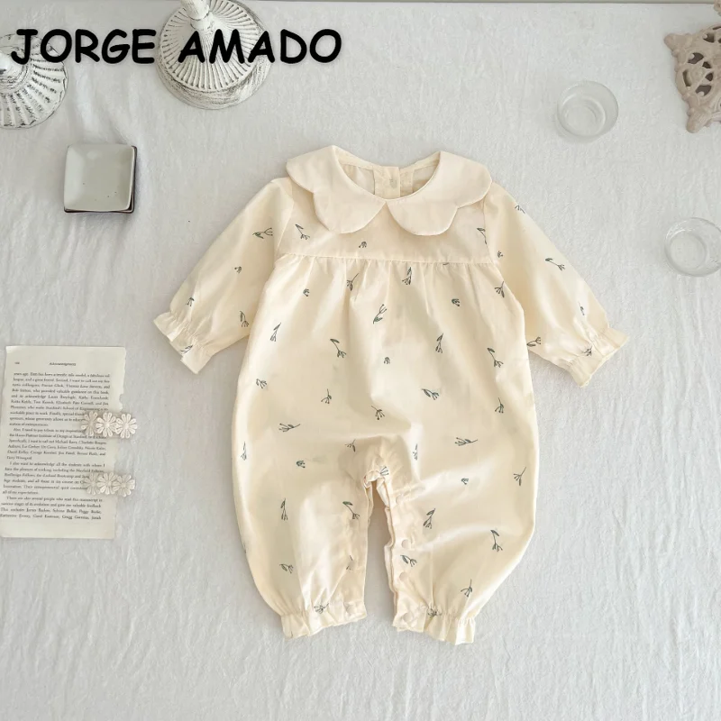 

Детский хлопковый комбинезон с длинным рукавом, с воротником «Питер Пэн»