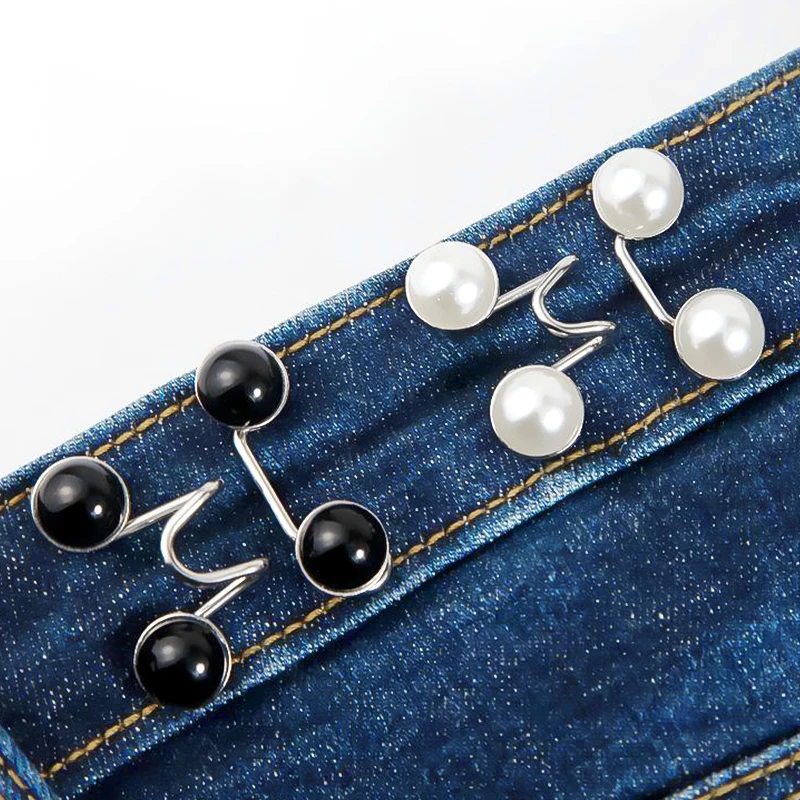 Adjustable Waist Buckle Extender No Sewing Pant Clips Waist Tightener Button for Jeans Skirts Sleeves Fit Button Pins Tool 5
