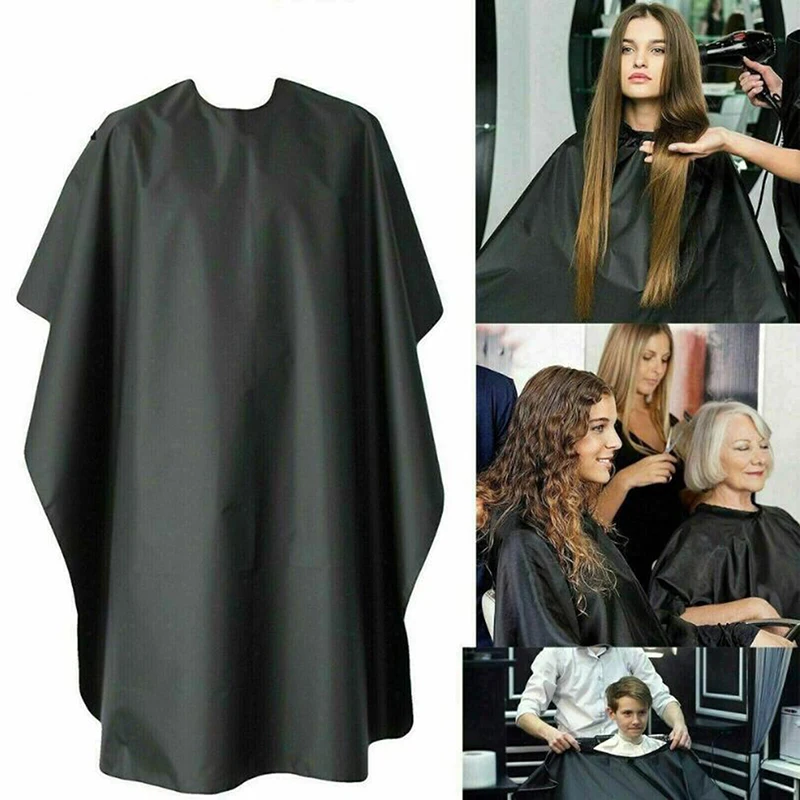 

Adult Hairdressing Cape Gown Hair Salon Cover Grooming Apron Unisex Black Cloak