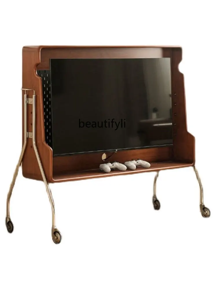 

Nordic Retro Mobile TV Bracket Solid Wood TV Bench for Bedroom Simple Living Room Home TV Rack