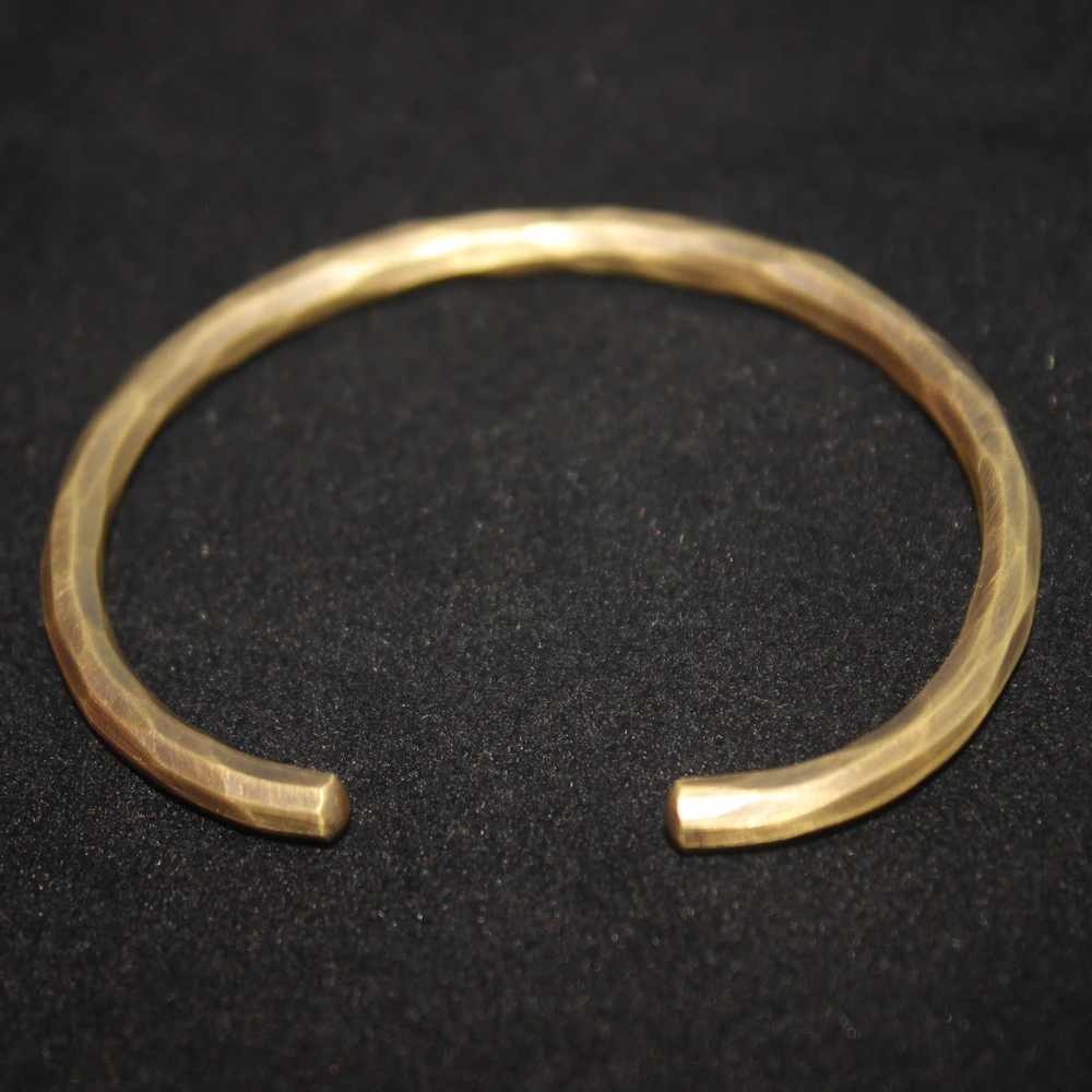 Handmade Forged Hammered Antique Brass Bracelet for Men Wrist Women Bangle Hand Craft Jewelry Unisex Gift of Boy Girl Lovers 4