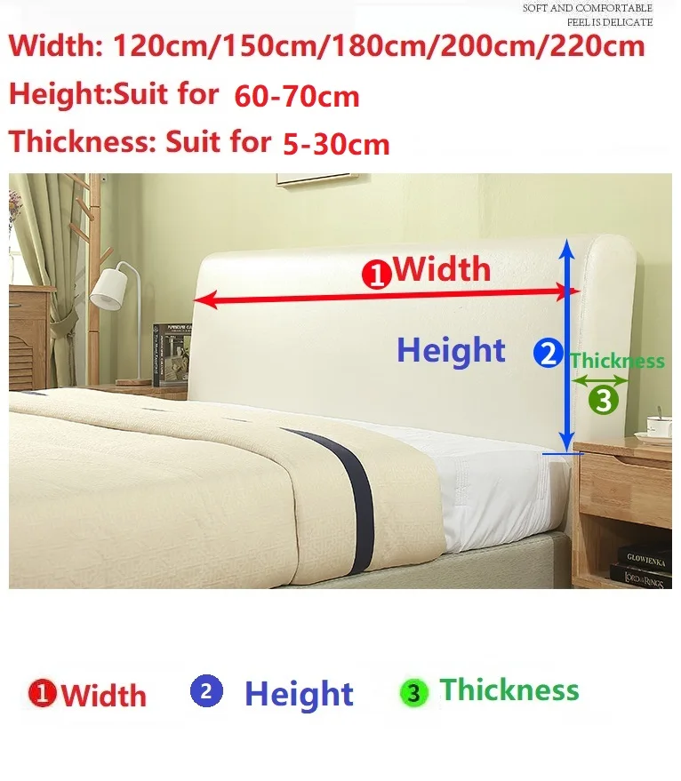 Solid Elastic Bed Headboard Cover Soft Bedroom Bedhead Dust Proof Cover Non-Slip Modern Hotel Removable Bedside Grey Pink