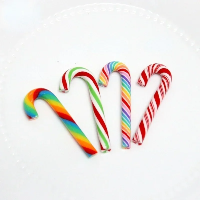 20/50Pcs Handmade Christmas Candy Cane Home Decor Simulation Clay Candy Cane DIY Xams Descorations Christmas Accessories