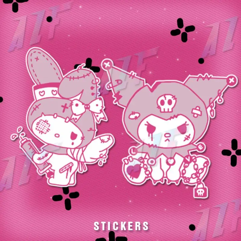 

Anime Dark Kuromi Sanrio Electric Car Stickers Scratches Cover My Melody Door Waterproof Cartoon Cute Decorative Stickers Gift