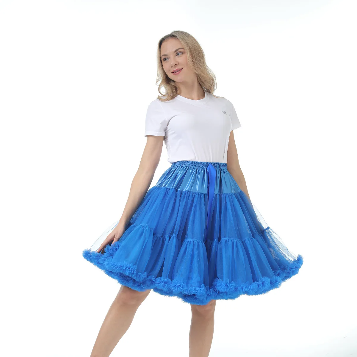 55CM Women's Elastic Waist Soft Tulle Petticoat Puffy Tutu Tulle Skirt Princess Ballet Dance Pettiskirts Underskirt Lolita Skirt lolita petticoat,petticoat underskirt,petticoat skirt,tulle tutu skirt