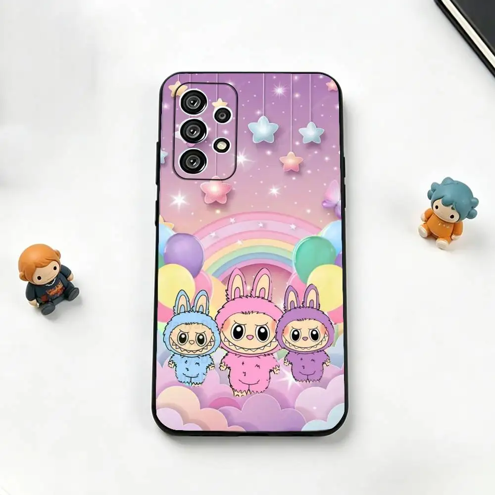 Stylish Cute L-Labubu Black Silicone Phone Case