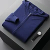 100% Cashmere Suit Men Hooded Zipper Cardigan Autumn Winter Knitted Two-Piece High Waist Trousers Fashion Solid Color Sweater 3
