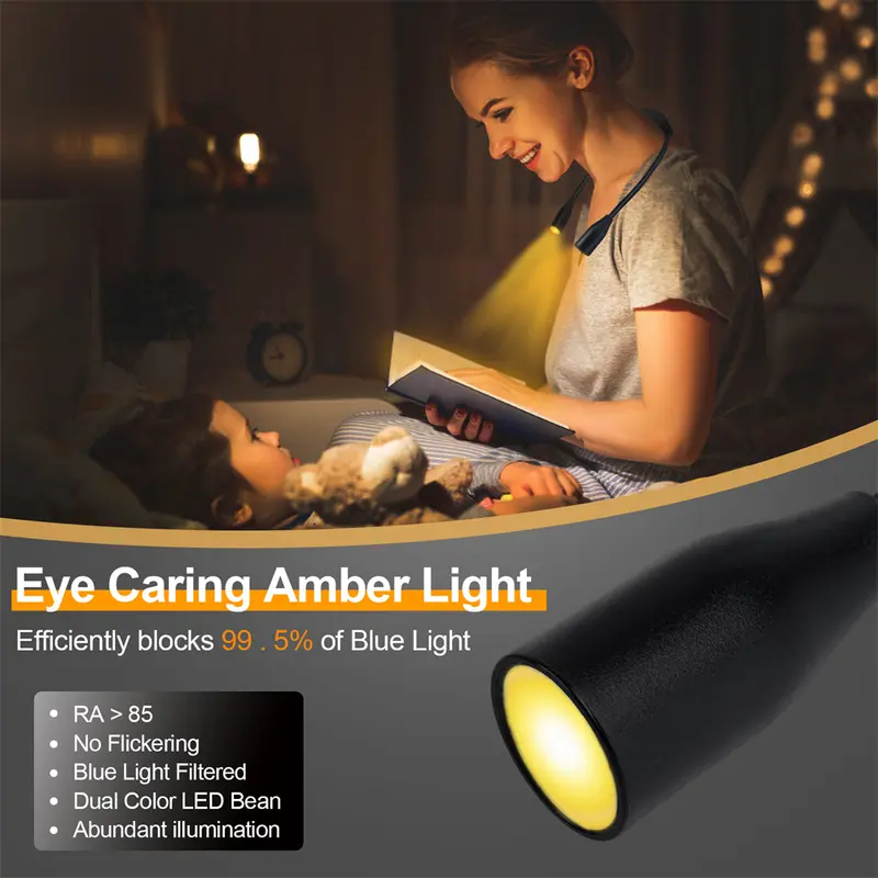 LED Reading Neck Light Usb Rechargeable Book Lamp 360° Flexible Arm Reading Book Light Read Neck Lamp Study Reading Night Light - Image 6