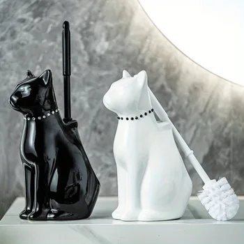 Base antigoccia per scopino in ceramica a forma di cane con staffa robusta per accessori per scopino per pulizia profonda, strumenti da bagno