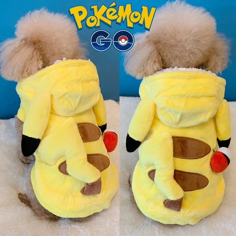 Cartoon Pikachu New Dog Clothes Yellow Sweater Pet Standing Pet Costume Pet Clothes Cat Dog Anime Big Dog Puppy Winter Clothes