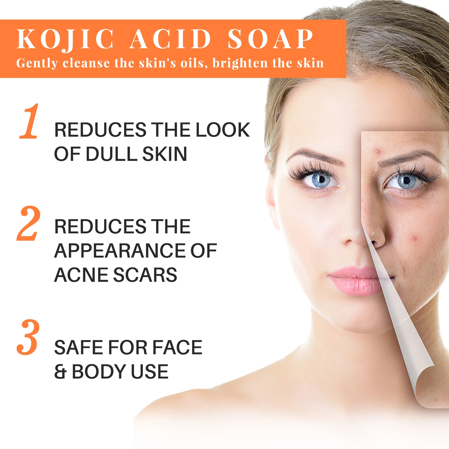 Kojic Acid Glow Soap Facial Deep Cleaning Even Skin Tone Skin Lightening Soap Oil Control Moisturizing Skin Care 65g x2 3
