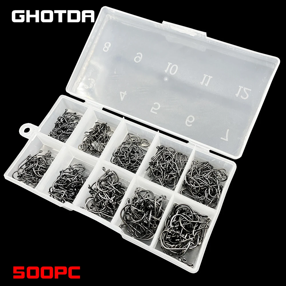 

500pcs/Box Fishing Hooks Barbed Circle High Carbon Steel Fishhook Carp Fly Fishing Hook Sea Accessories Tackle