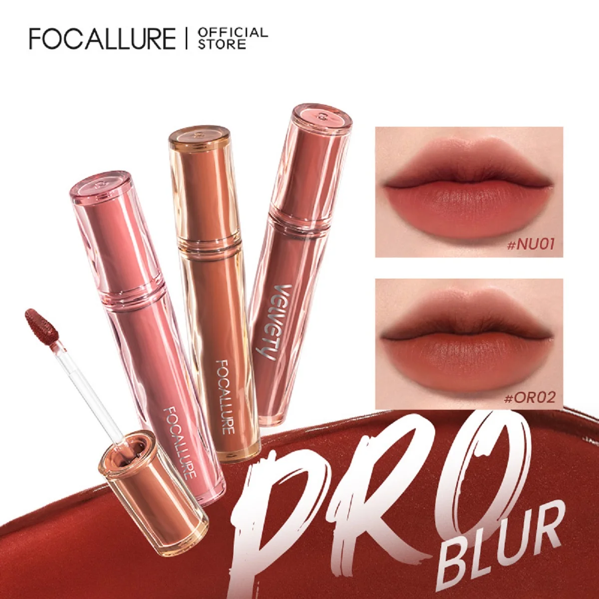 Focallure Velvet Matte Lip Gloss Silky-Smooth Long-Lasting Liptint Idratante Liquid Lipstick Cream Lip Glaze Makeup Cosmetics