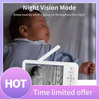 HD Wifi Baby Monitor With APP,5 Inch 1080P Zoom Baby Camera,Night Vision,2-Way Talk,3000Mah Battery,1000Ft-UK Plug Durable 1
