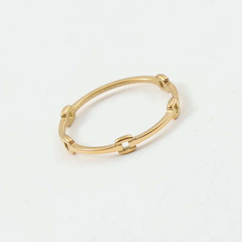High End PVD Waterproof&No Fade Thin Ring for Women Stainless Steel Hollow Ring Jewelry 3