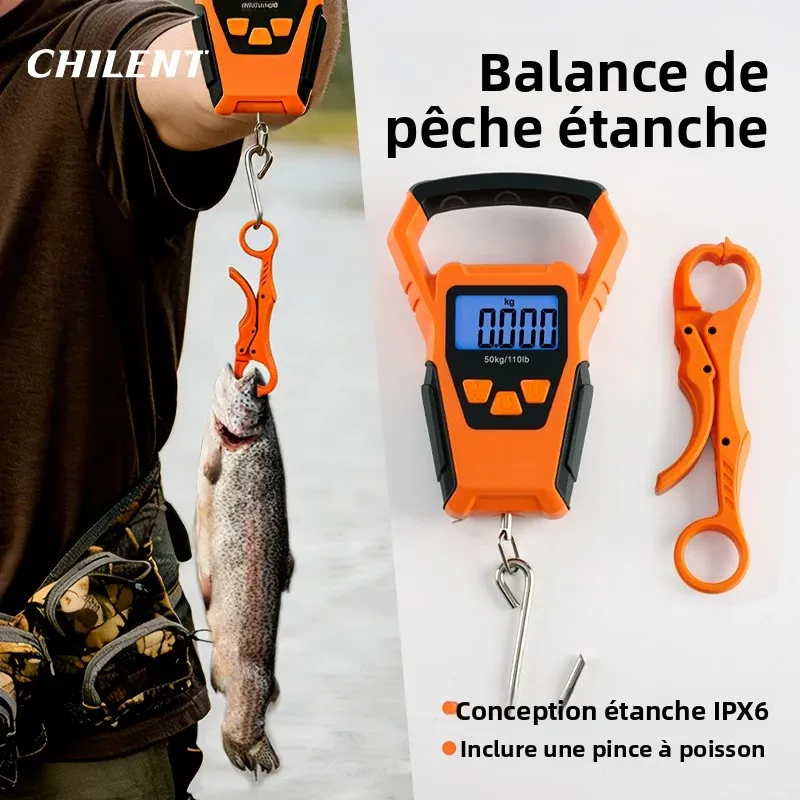 Balance pêche IPX6 étanche avec mètre ruban - Balance digitale 50kg multi-modes kg/lb&oz pour pêche précise France