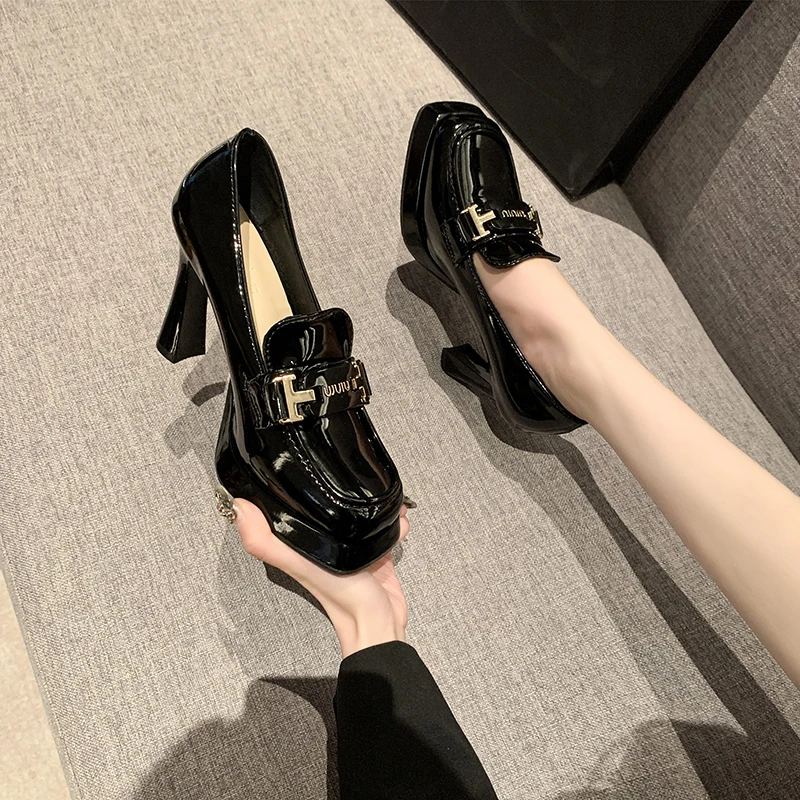 Chunky Pumps Basic Women Square Heel Round Toe Wedding Party Dancing Ladies Dress Shoes Platform Bowtie Knot_voghion.com