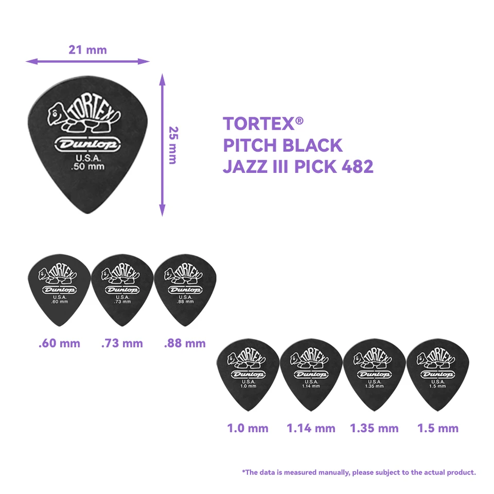 Dunlop ギターピック Tortex Pitch Black Jazz III ピック