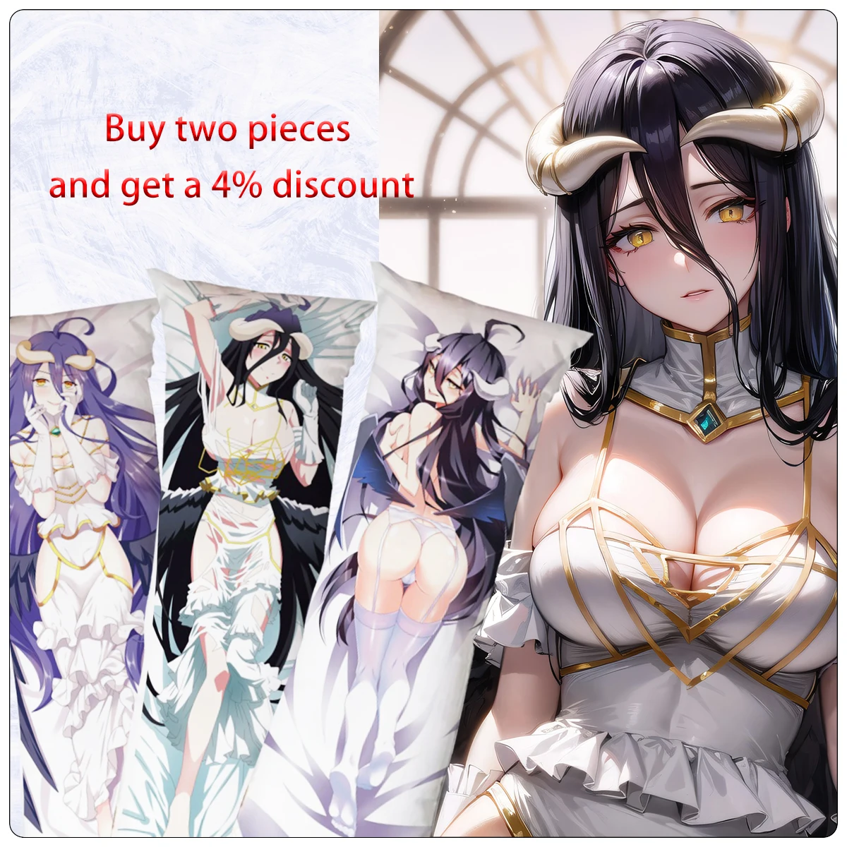 

Dakimakura Anime OVERLORD Hugging Body Pillow Cover Bed Decor Friend Holiday Gifts Double-Side Print 2WAY Albedo Pillowcase