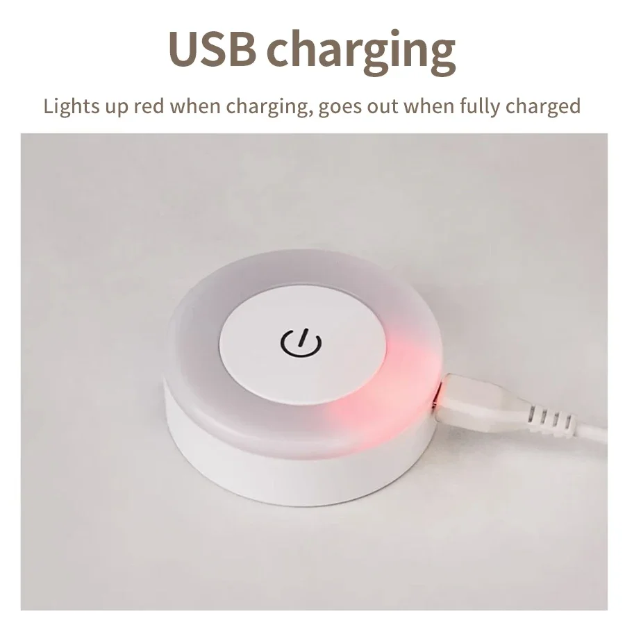 Led Light Night Light Book Light Wireless Led Book Light 6cm Rechargeable Wall Lamp with Touch Switch 3-Colors Dimmable Portable for Bedroom Reading