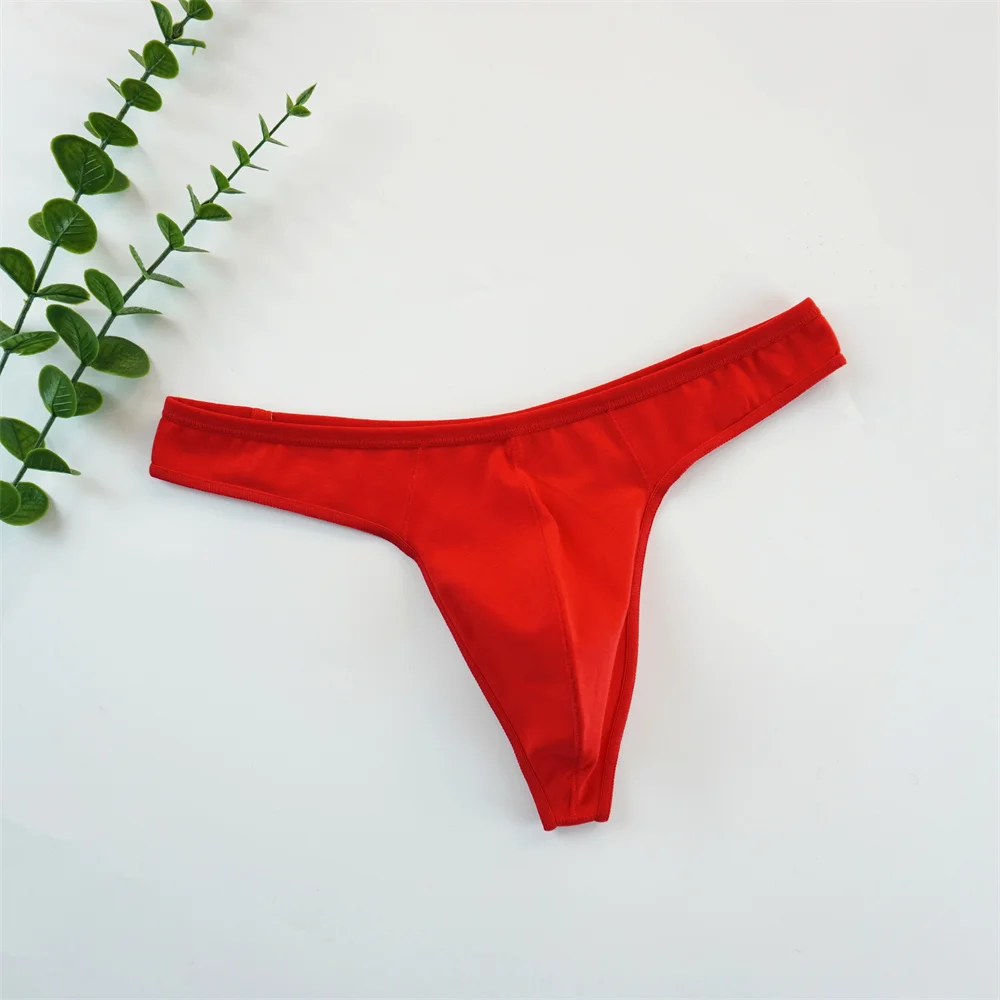 Men's Youth G-String Briefs with Large Pouch - Solid Color Bikini Underwear for Enhanced Comfort